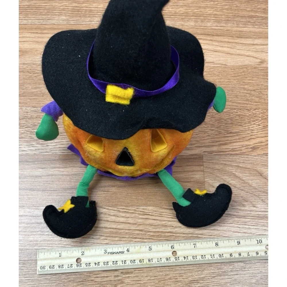 Vintage Fiber Optics Light Up Jack O Lantern Pumpkin Witch Halloween